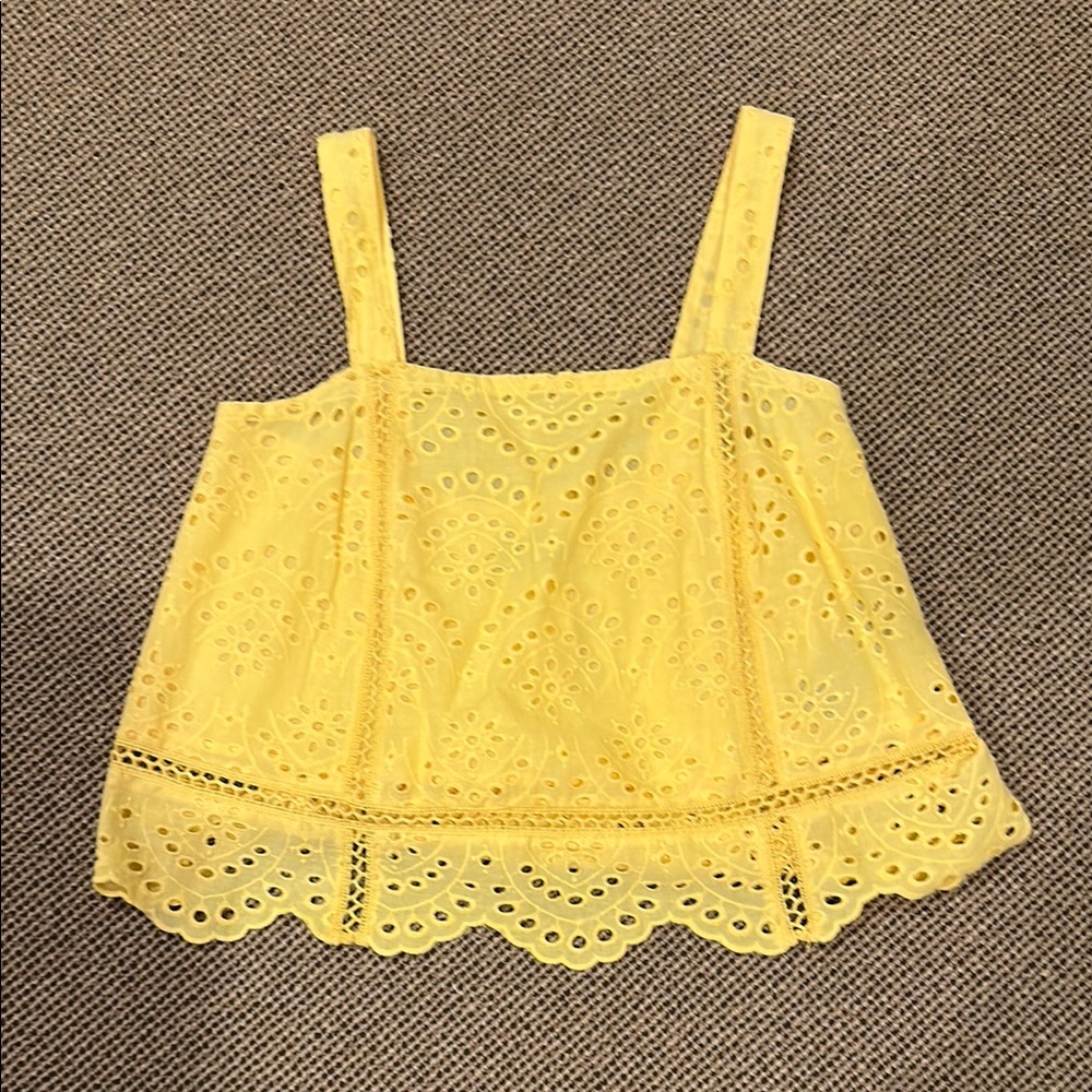 7 For All Mankind Yellow Cropped Boxy Tank Top